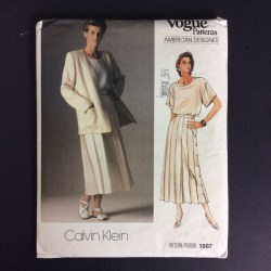 1507 VOGUE CALVIN KLEIN LONG PLEAT SKIRT, JACKET, SHORT SLEEVE TOP PATTERN 8,10,12